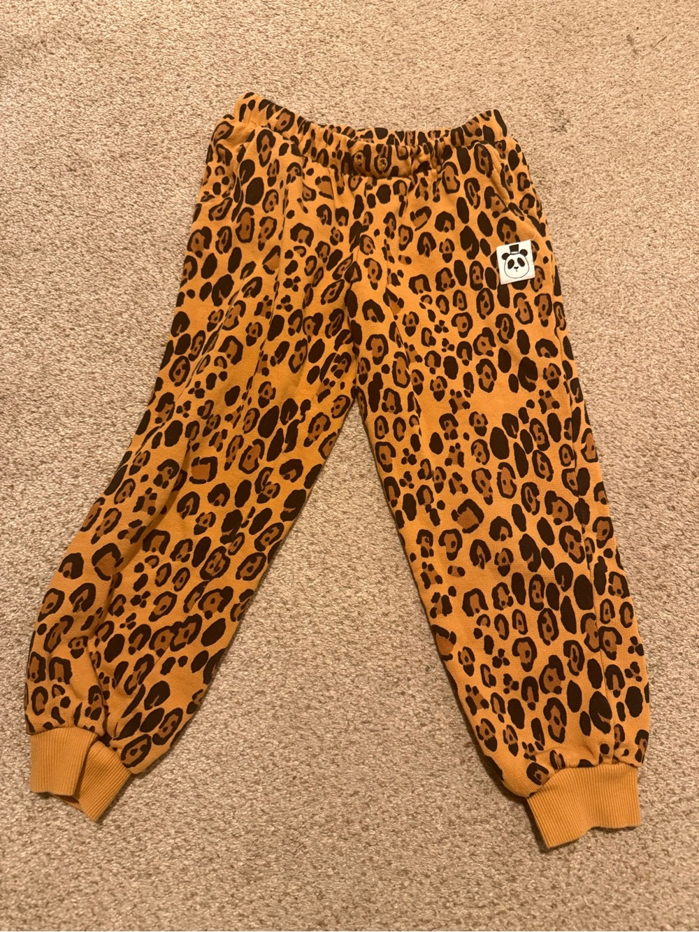 Mini Rodini Leopard Print Joggers - Mustard & Black